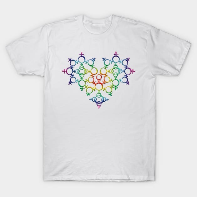 Gay Pride Female Heart T-Shirt by House_Of_HaHa